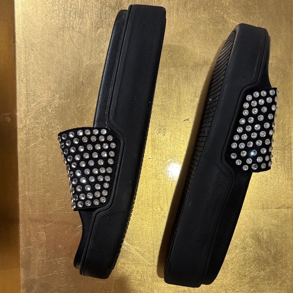Steve Madden Black Slide Sandals with Silver Studs - Picture 3 of 4
